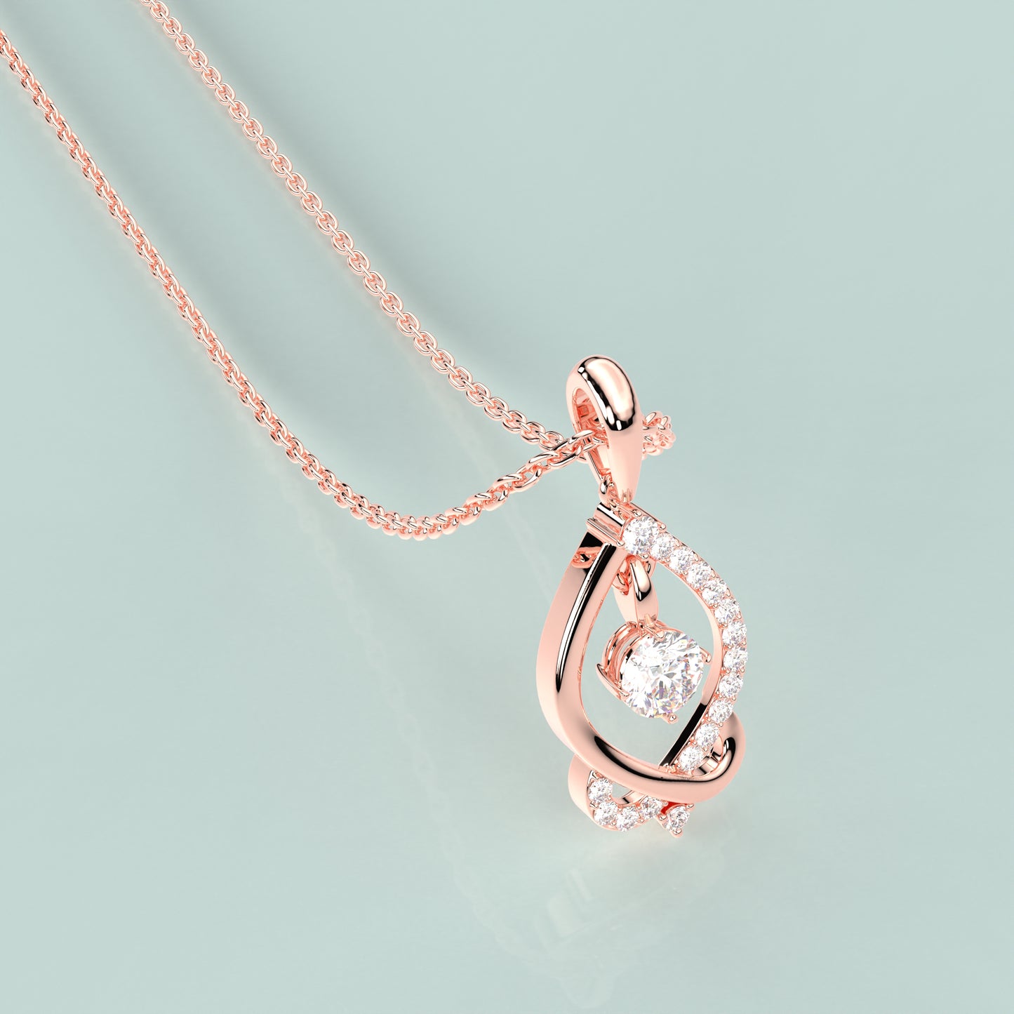 Teardrop 925 Silver Rose Gold Necklace