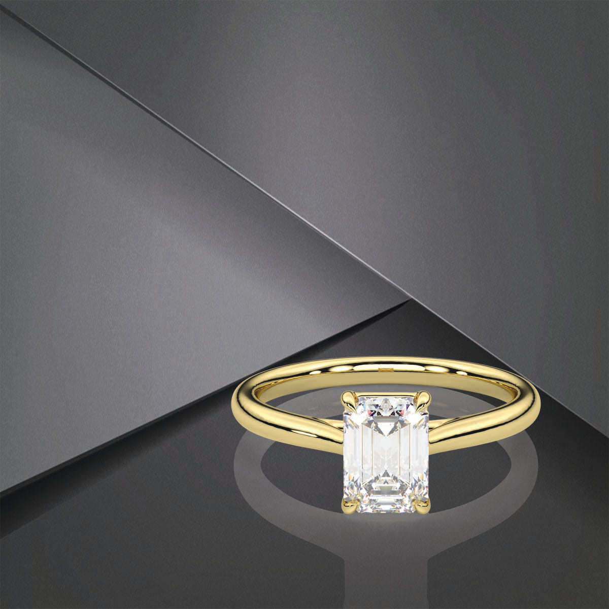 Emerald Moissanite Diamond Sterling Silver Ring