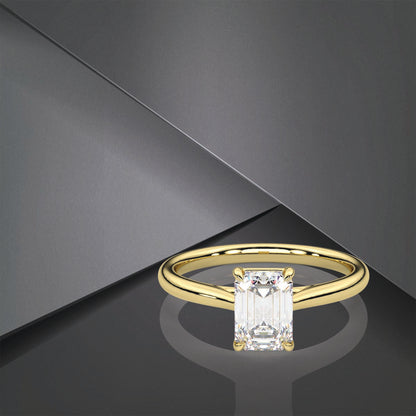 Emerald Moissanite Diamond Sterling Silver Ring