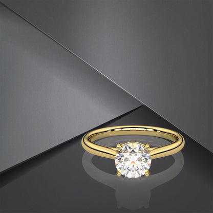 Round Moissanite Diamond Sterling Silver Ring