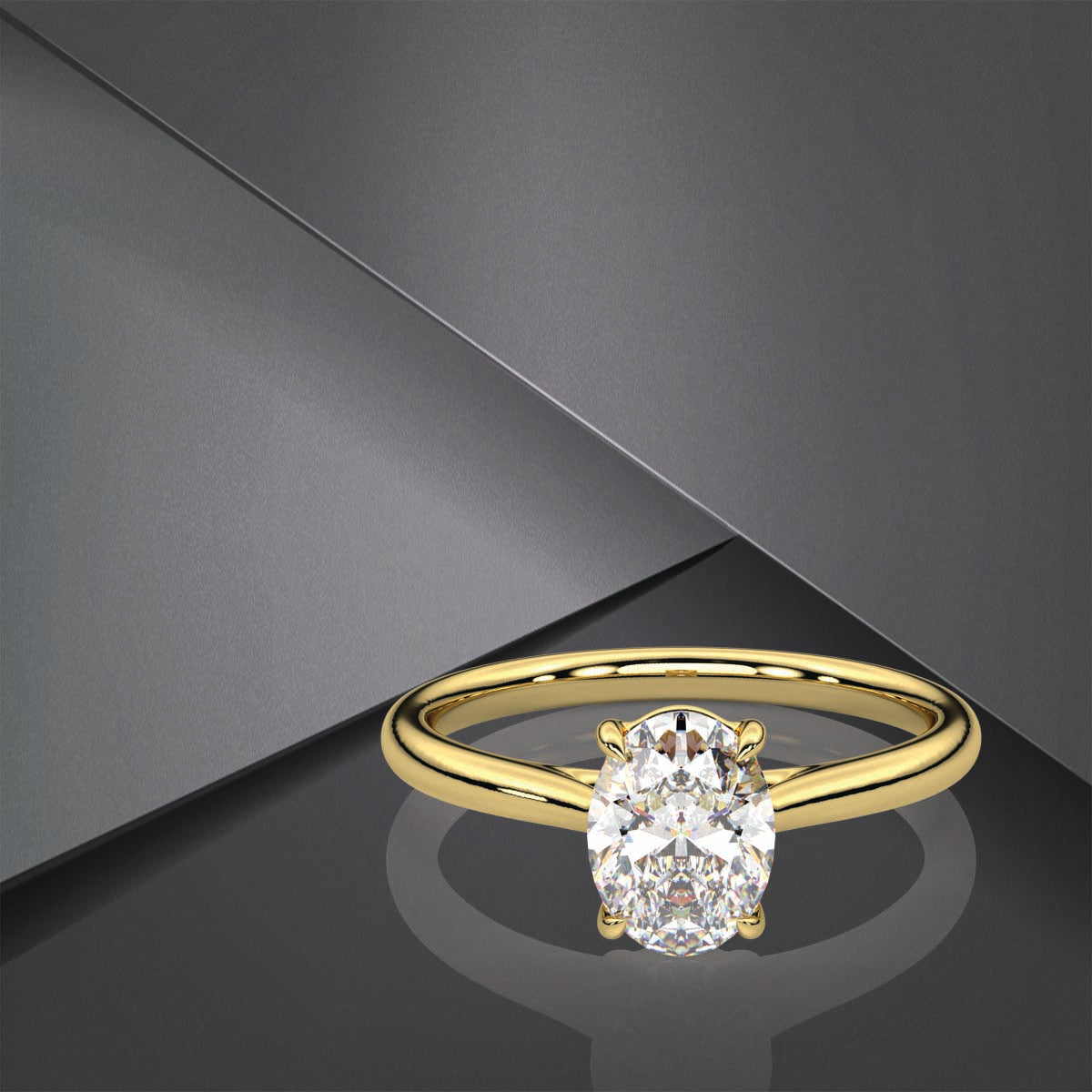 Oval Moissanite Diamond Sterling Silver Ring