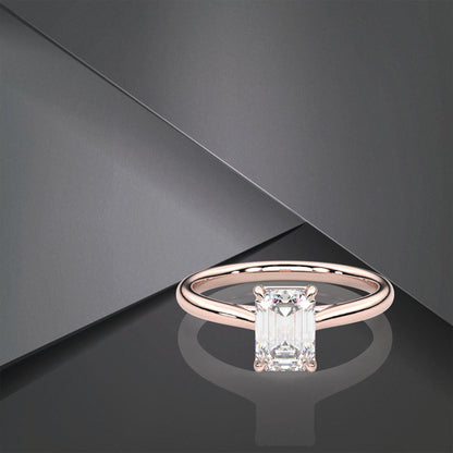 Emerald Moissanite Diamond Sterling Silver Ring