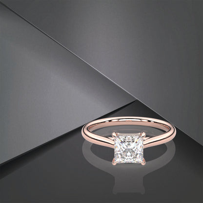 Princess Moissanite Diamond Sterling Silver Ring