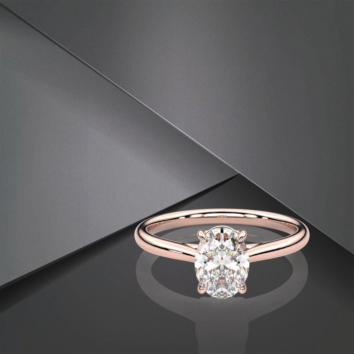 Oval Moissanite Diamond Sterling Silver Ring