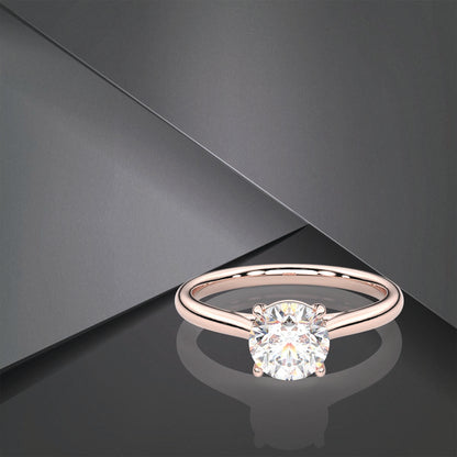 Round Moissanite Diamond Sterling Silver Ring