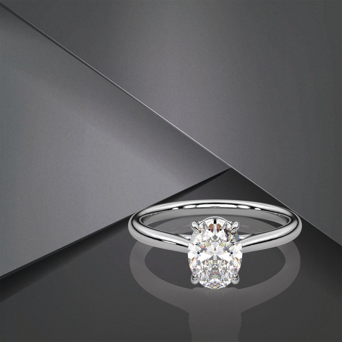 Oval Moissanite Diamond Sterling Silver Ring