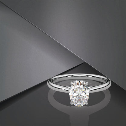 Oval Moissanite Diamond Sterling Silver Ring