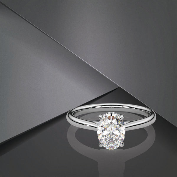 Oval Moissanite Diamond Sterling Silver Ring