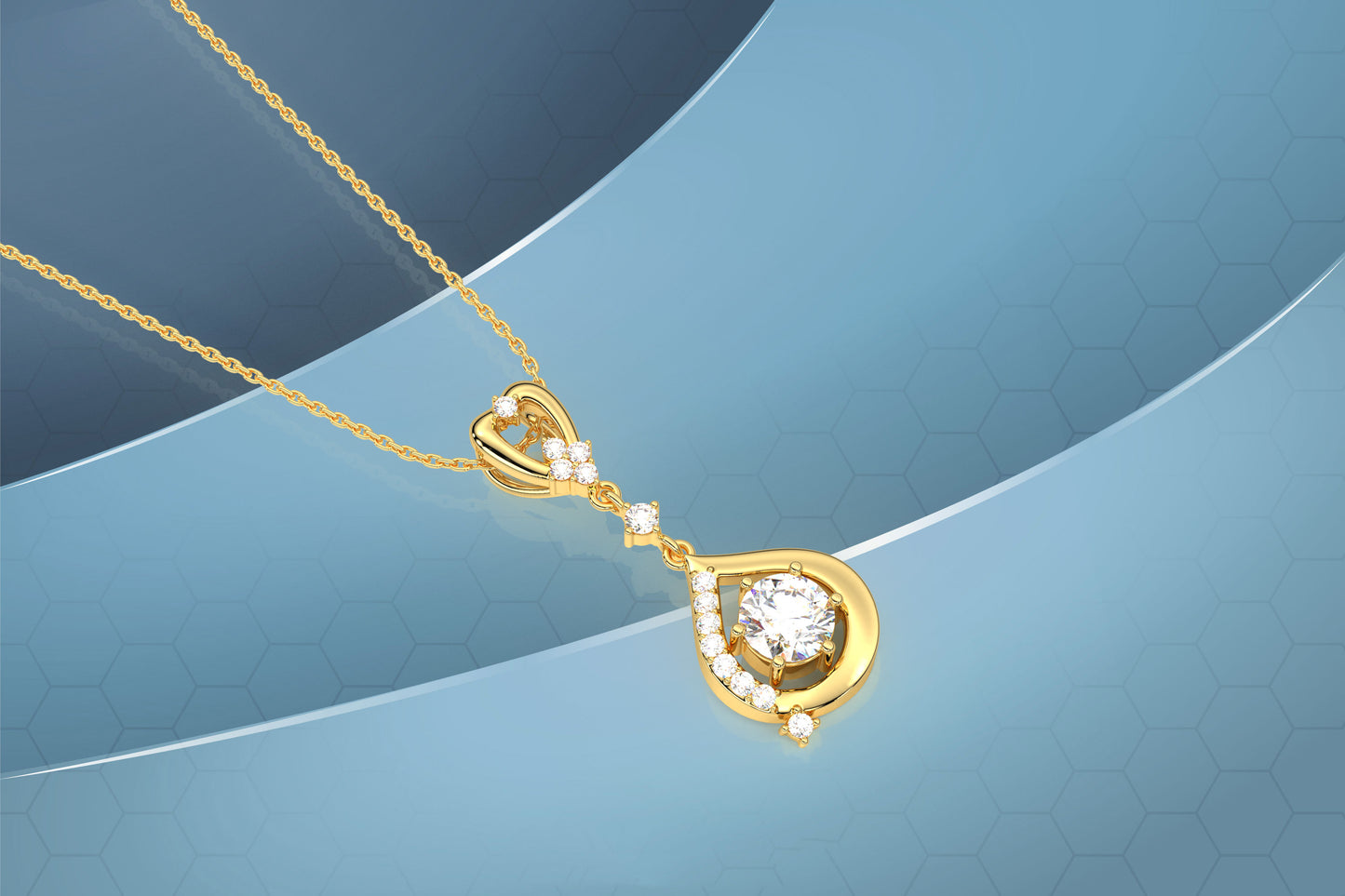 Round Heart 925 Silver Gold Necklace