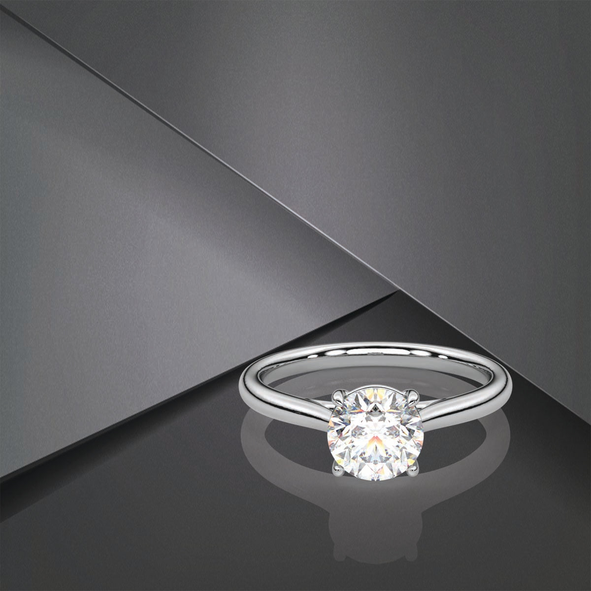 Round Moissanite Diamond Sterling Silver Ring