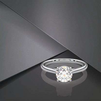 Round Moissanite Diamond Sterling Silver Ring