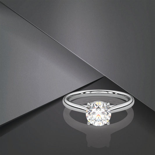 Round Moissanite Diamond Sterling Silver Ring