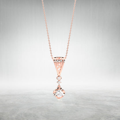 Drop Bar Moissanite Diamond 925 Silver Necklace