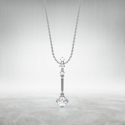Stick Moissanite Diamond 925 Silver Necklace
