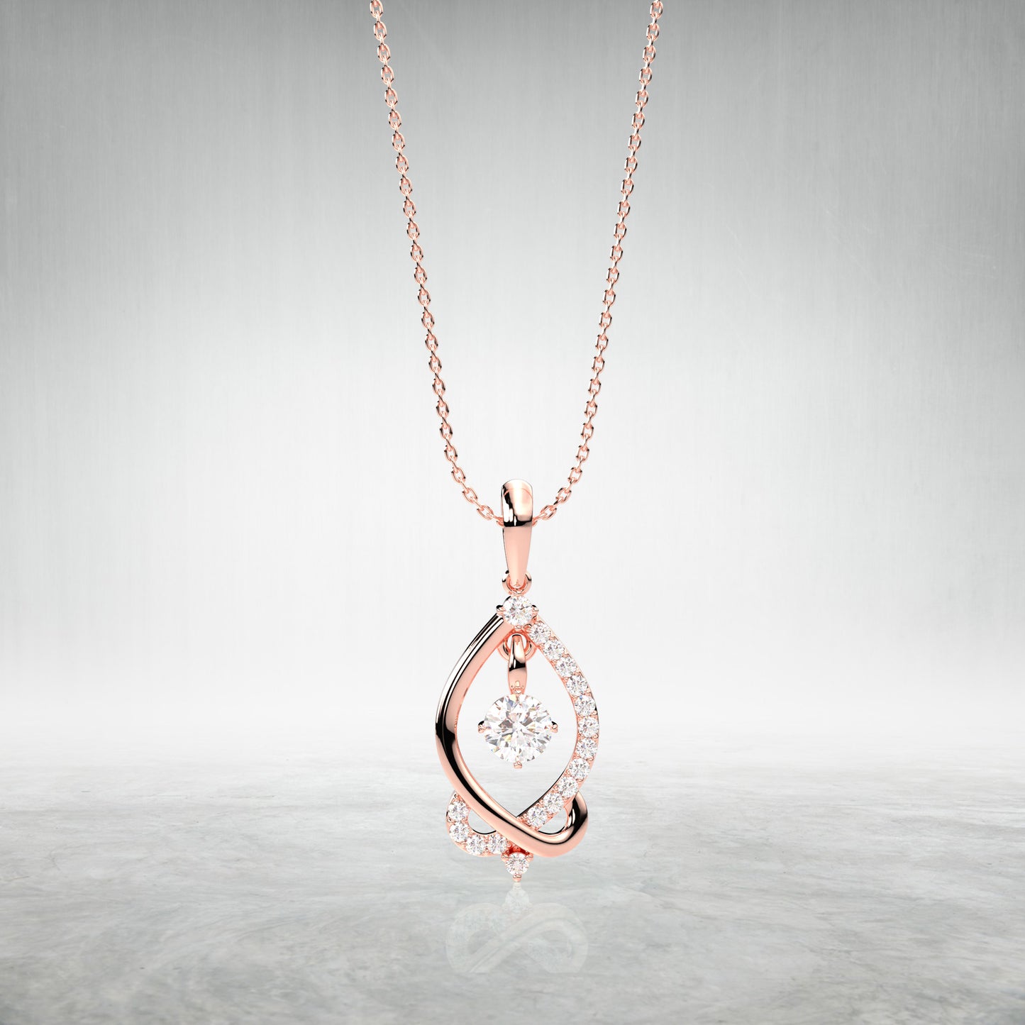 Teardrop 925 Silver Rose Gold Necklace