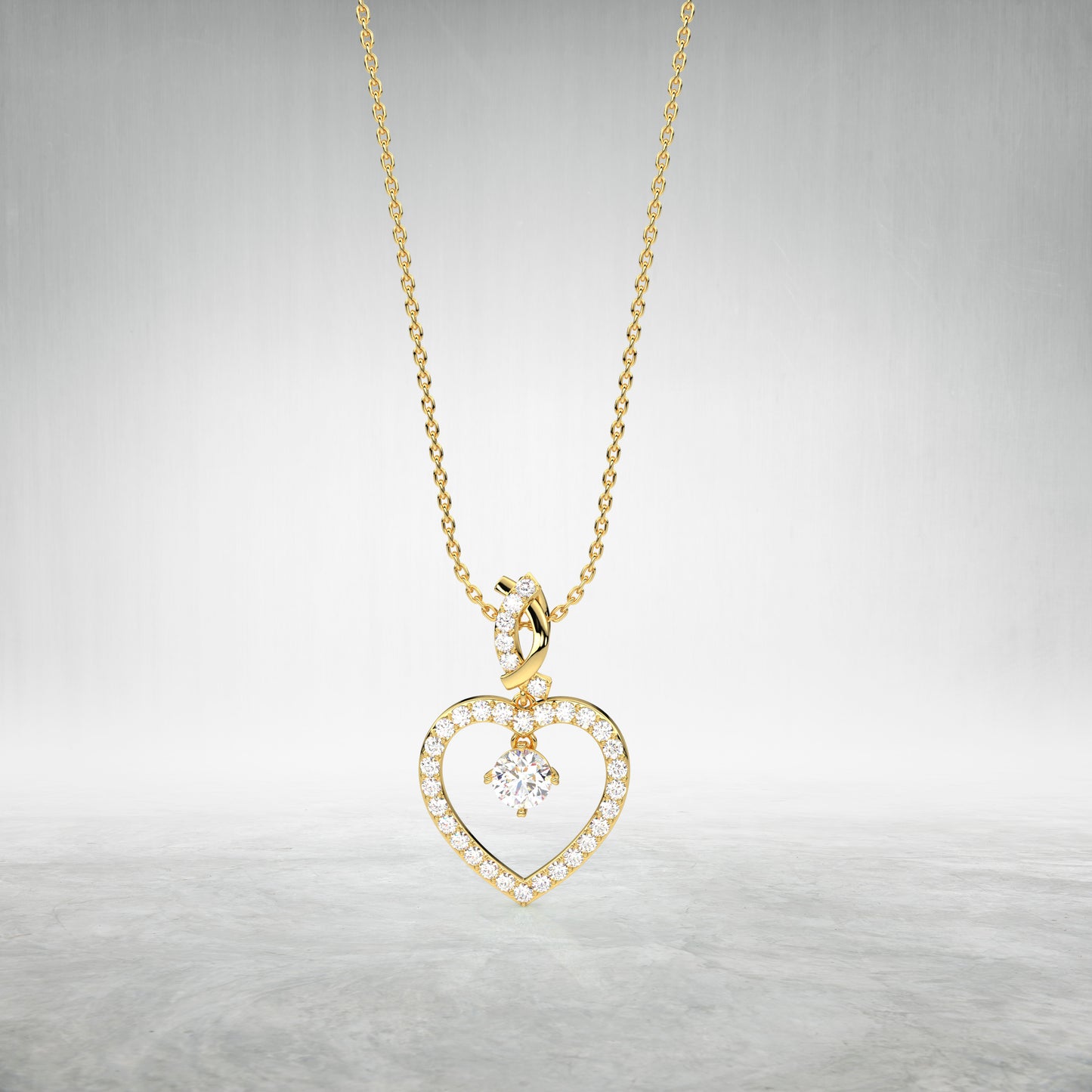 Heart 925 Sterling Silver Gold Necklace