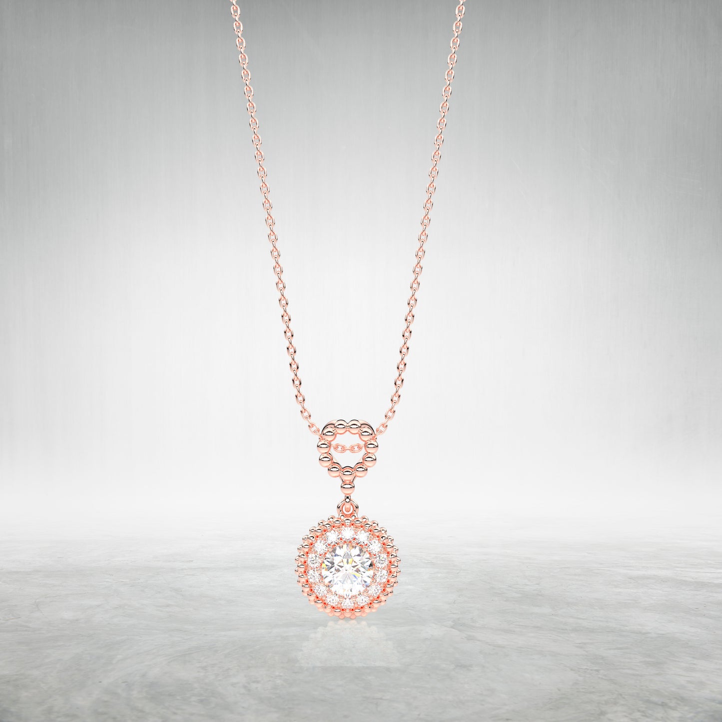 Round Beed 925 Silver Rose Gold Necklace