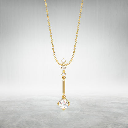 Stick Moissanite Diamond 925 Silver Necklace