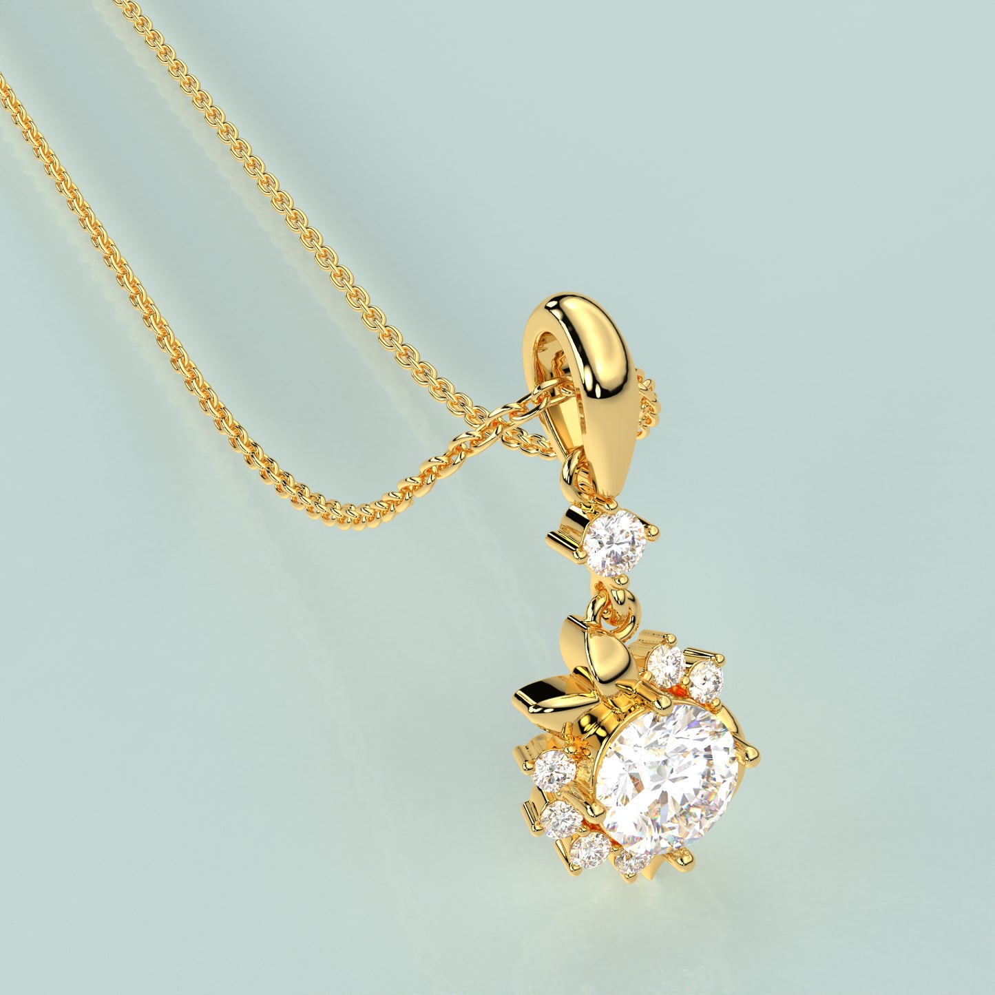 Flower Shape 925 Silver Gold Necklace