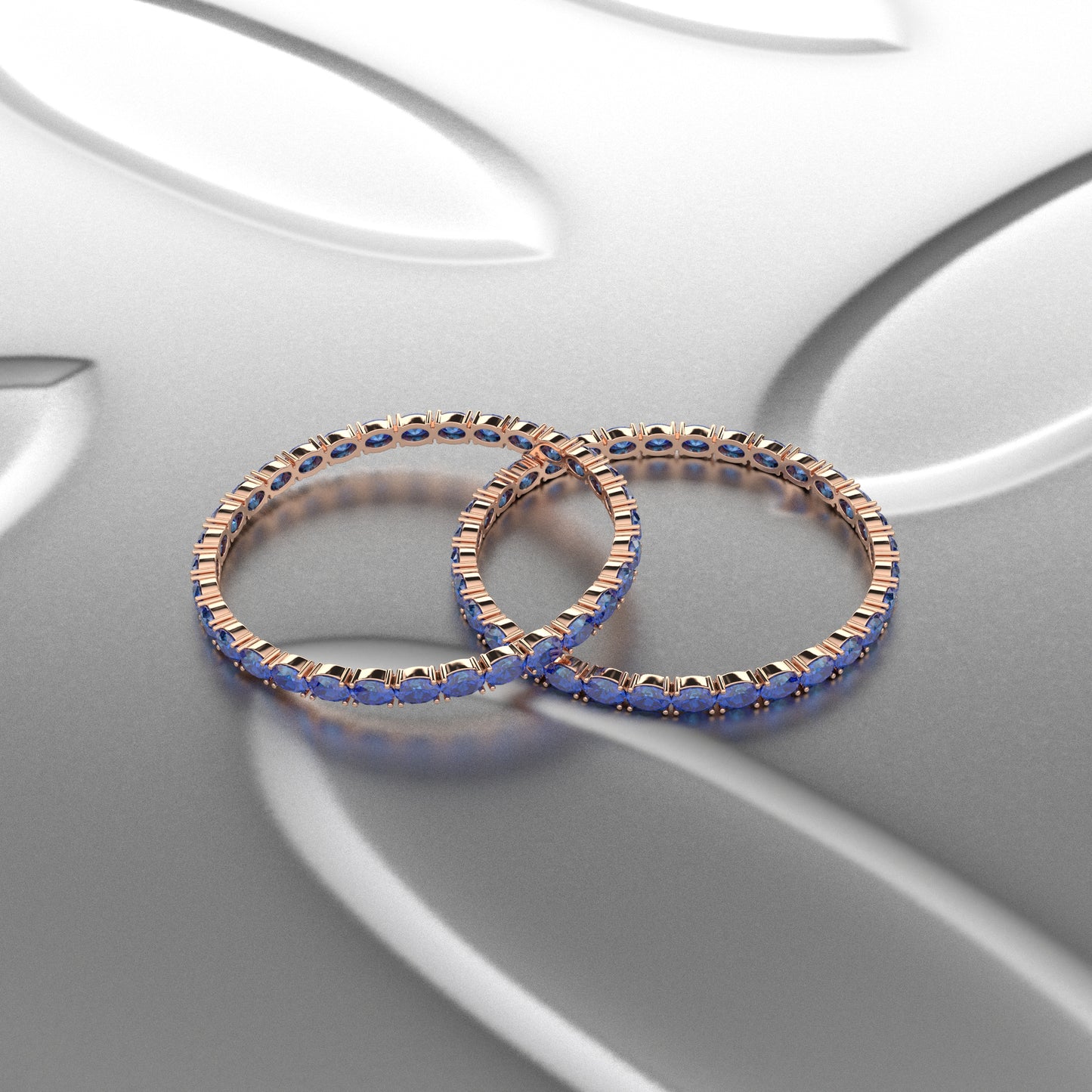 Sapphire Bangle 925 Sterling Silver