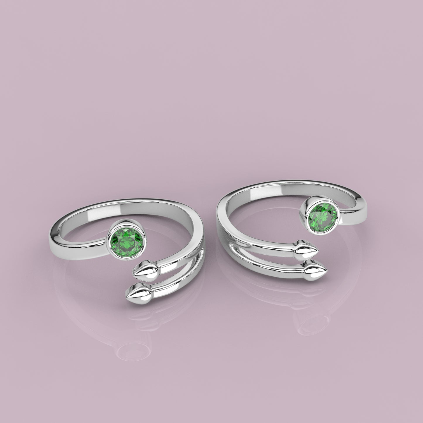 Emerald Adjustable 925 Silver Toe Ring