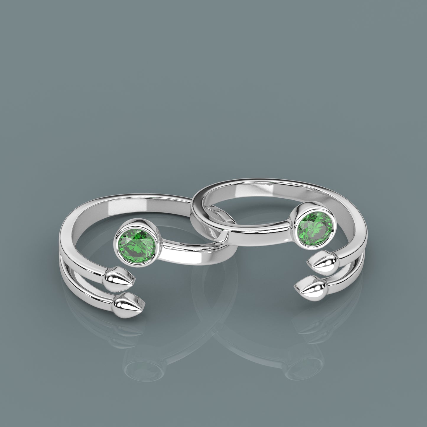 Emerald Adjustable 925 Silver Toe Ring