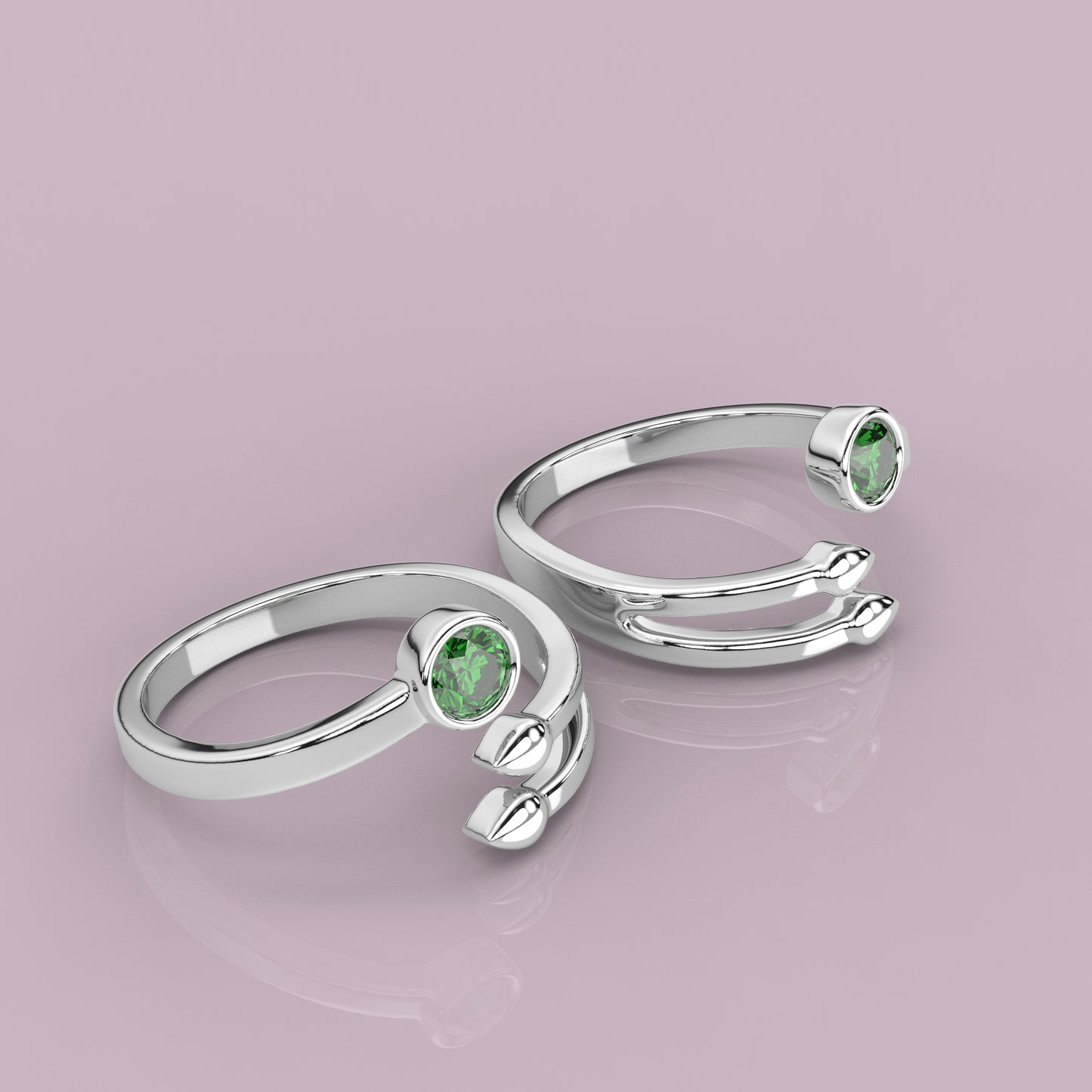 Emerald Adjustable 925 Silver Toe Ring