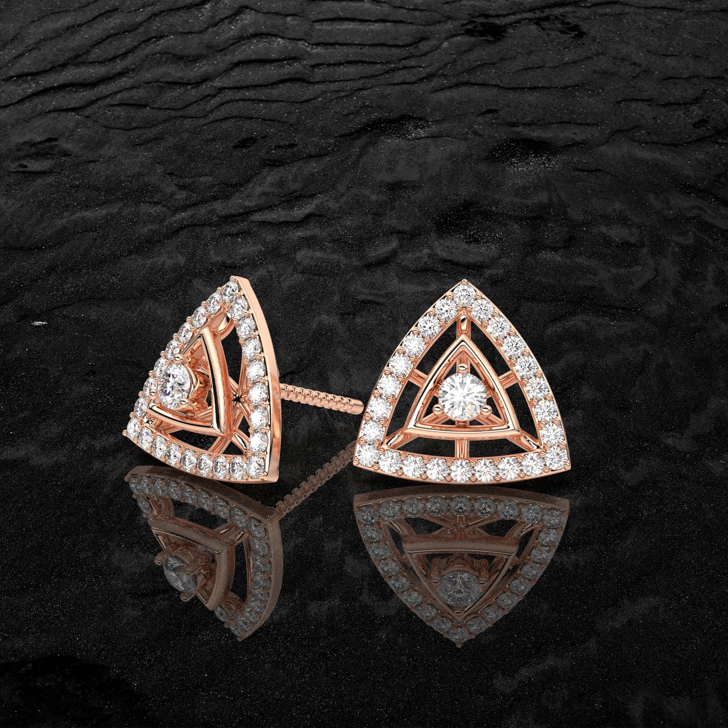 Rose gold Triangle 925 Silver Earring