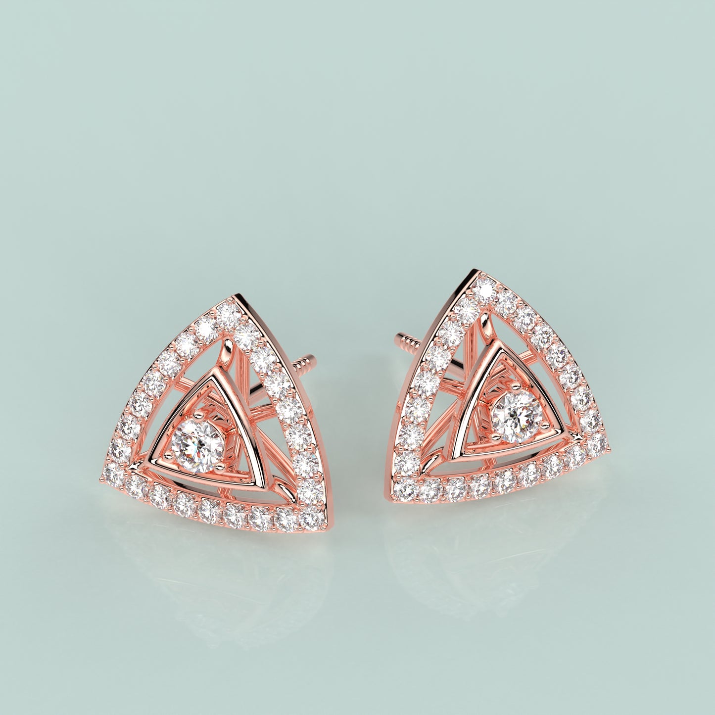 Rose gold Triangle 925 Silver Earring