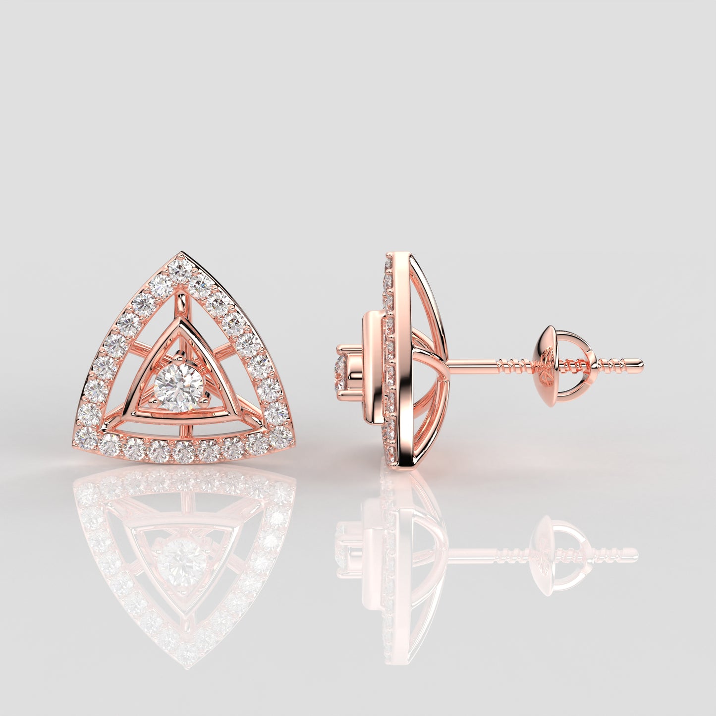 Rose gold Triangle 925 Silver Earring