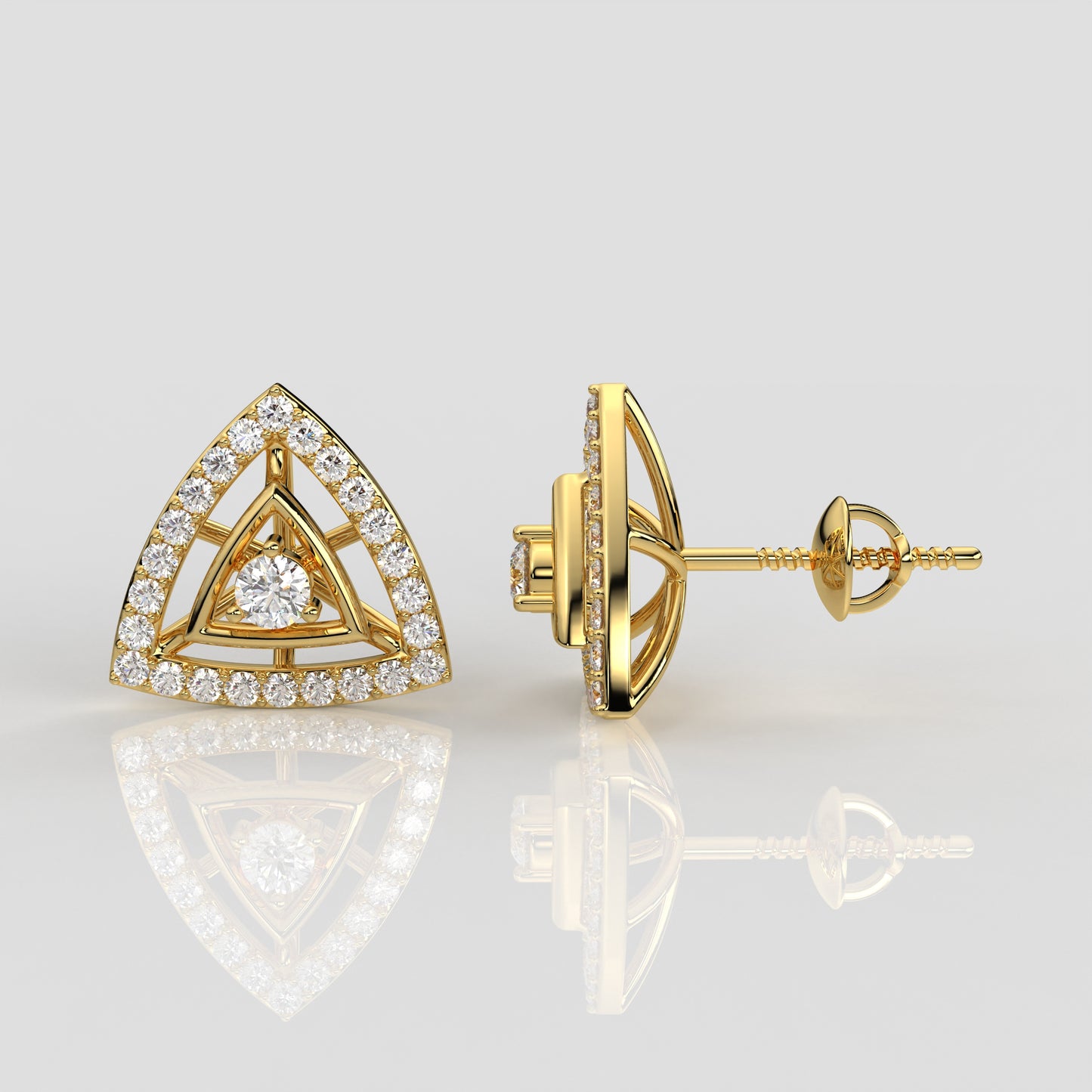 Yellow gold Triangle 925 Silver Earring