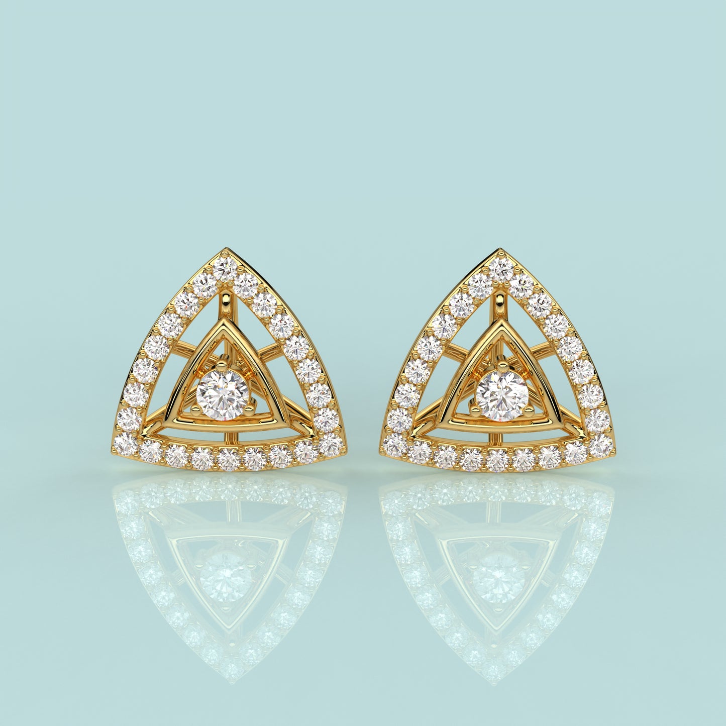 Yellow gold Triangle 925 Silver Earring