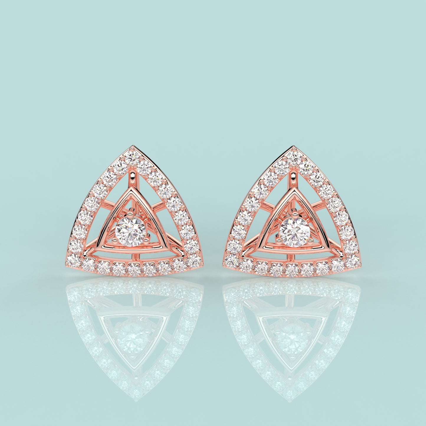 Rose gold Triangle 925 Silver Earring