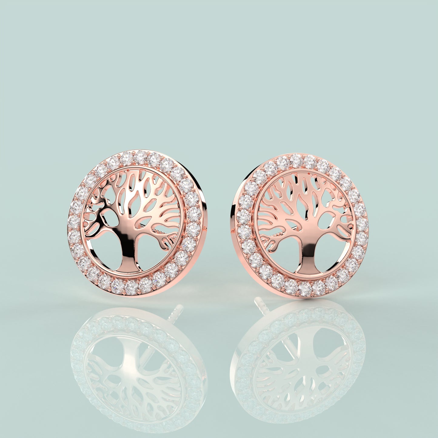 Rose Tree of life 925 Silver Earring