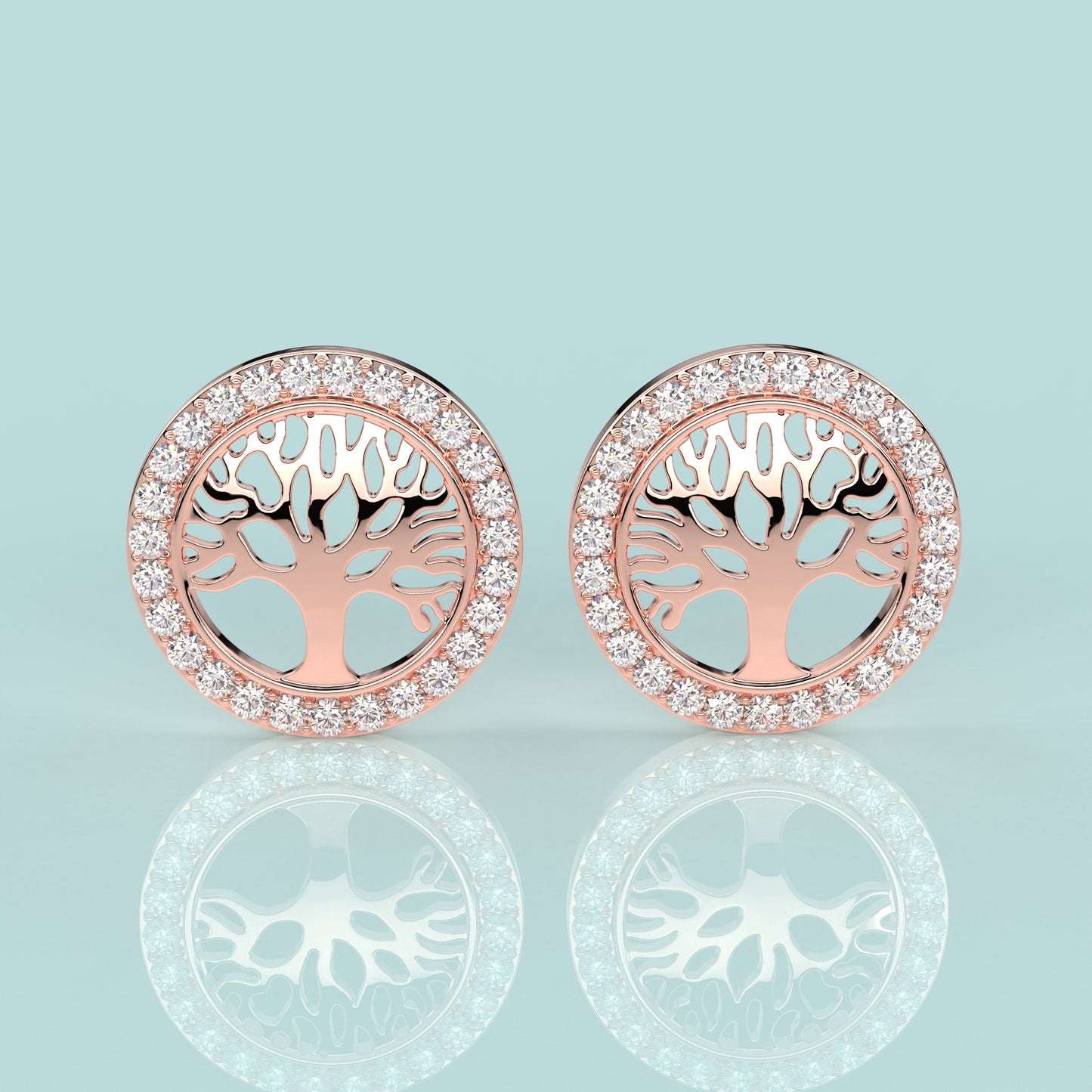 Rose Tree of life 925 Silver Earring