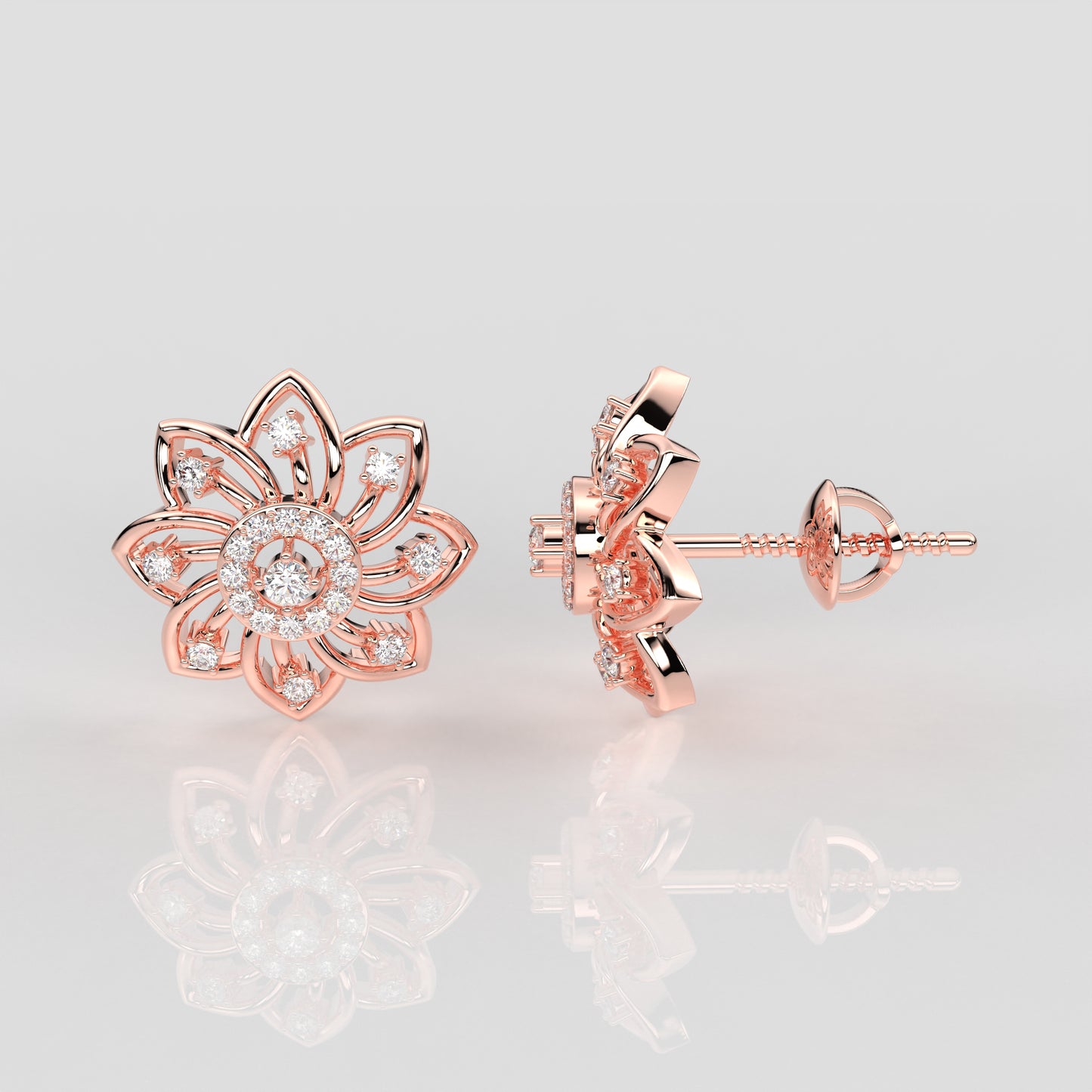 Rose gold Flower 925 Silver Earring