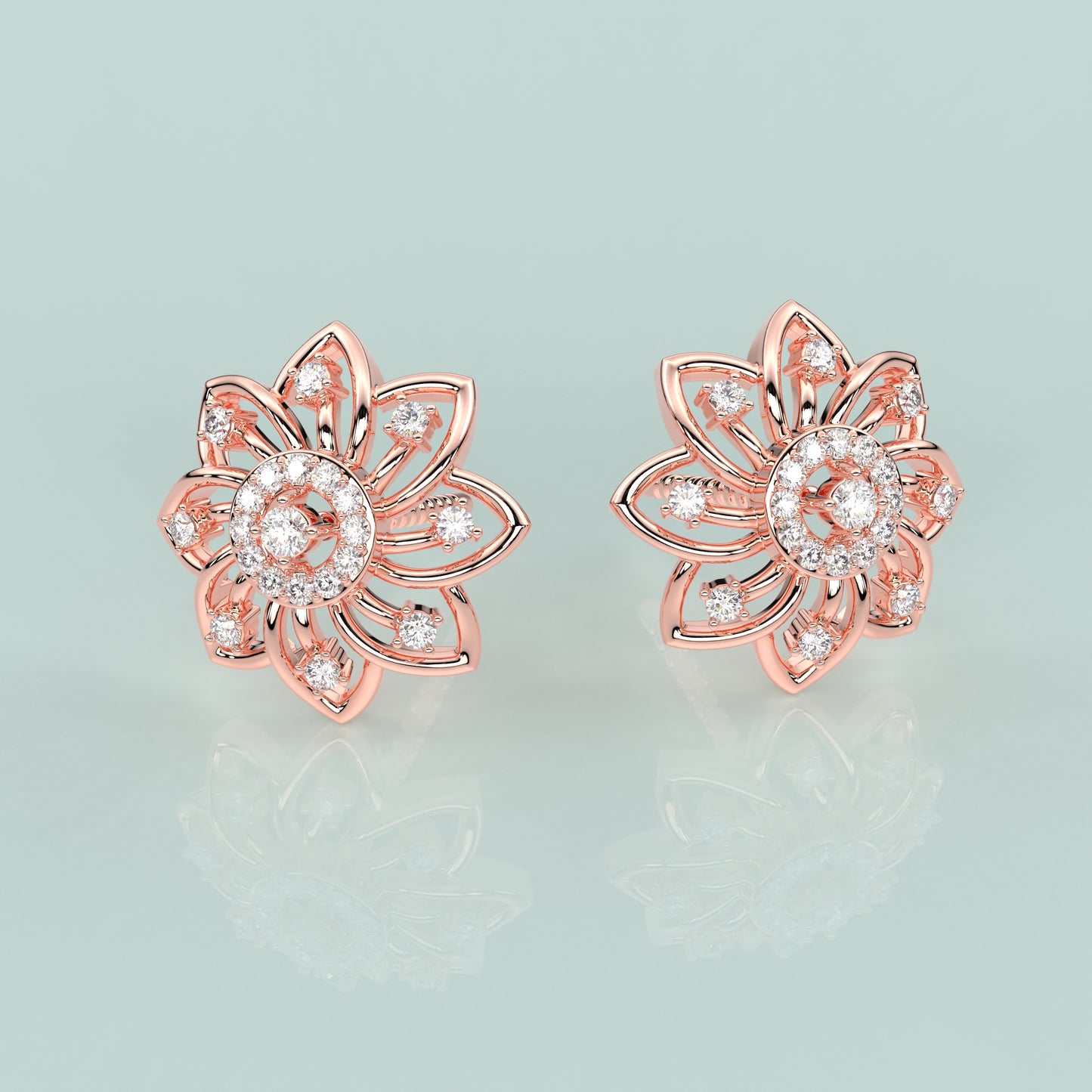 Rose gold Flower 925 Silver Earring