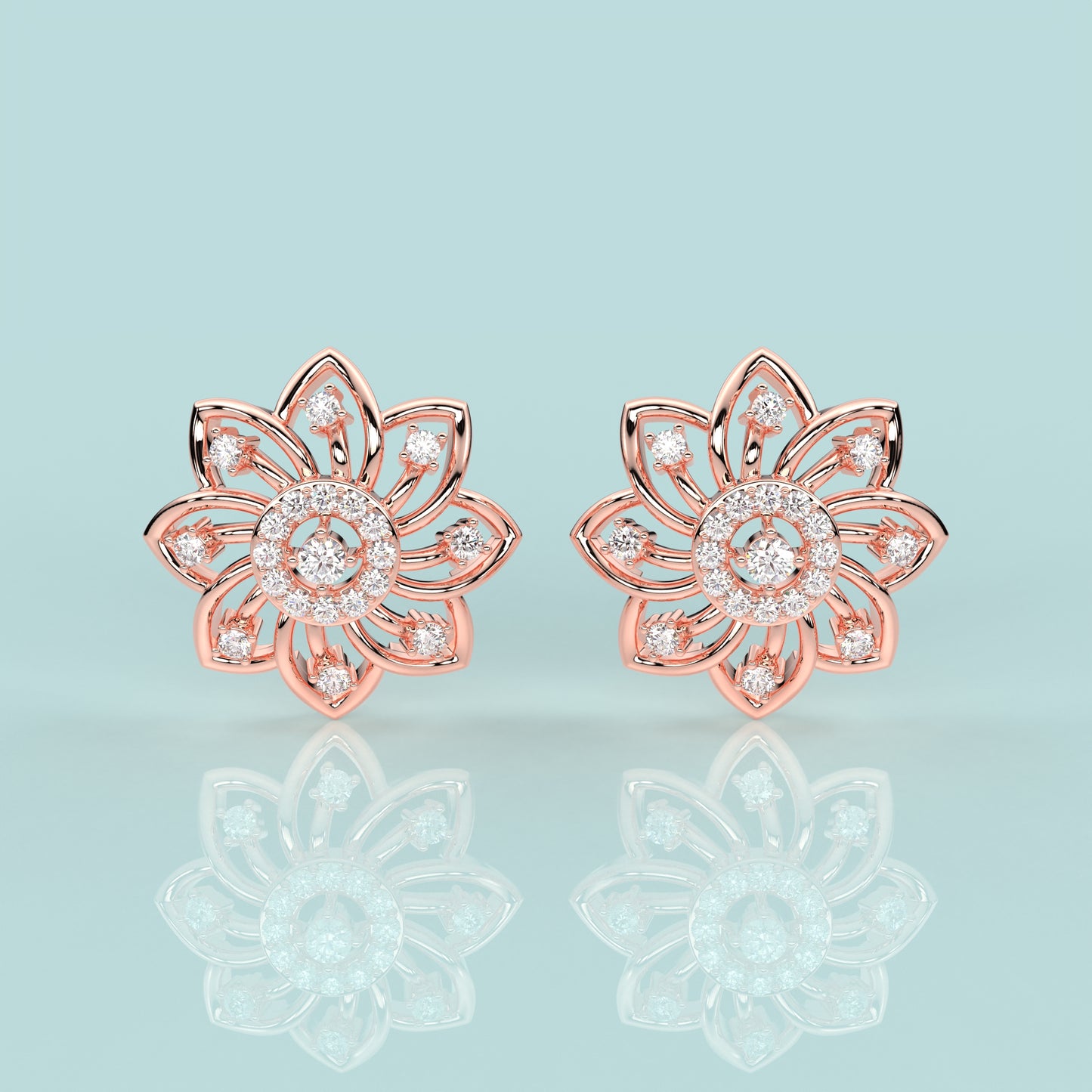 Rose gold Flower 925 Silver Earring