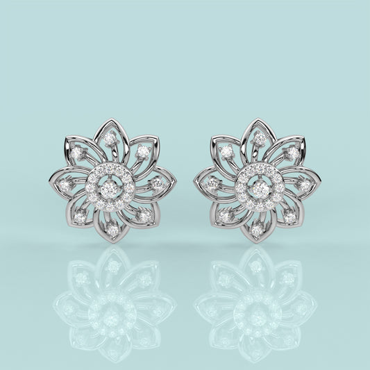 Flower Moissanite Diamond 925 Silver Earring