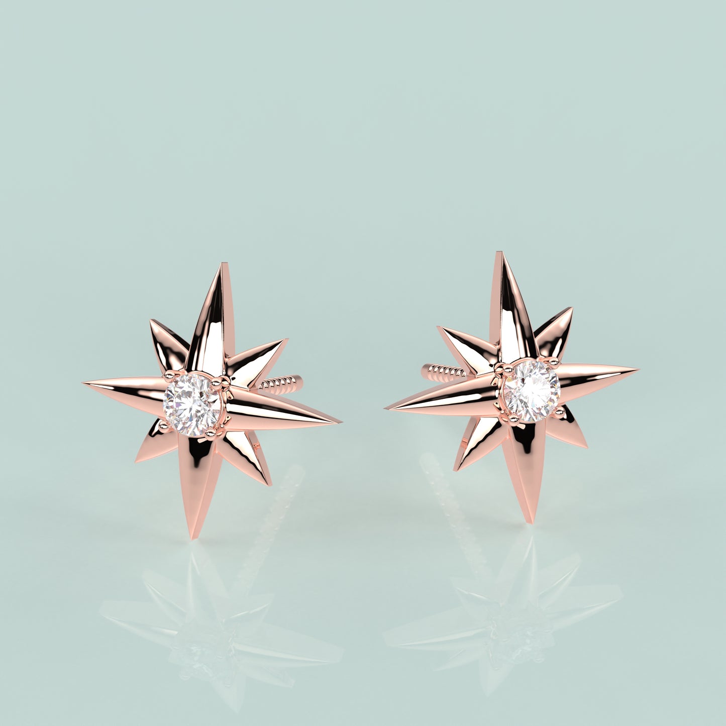 Rose gold Star 925 Silver Earring