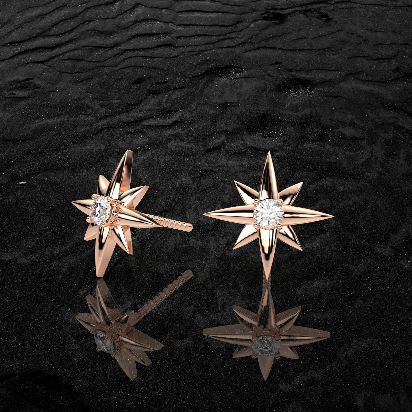 Rose gold Star 925 Silver Earring