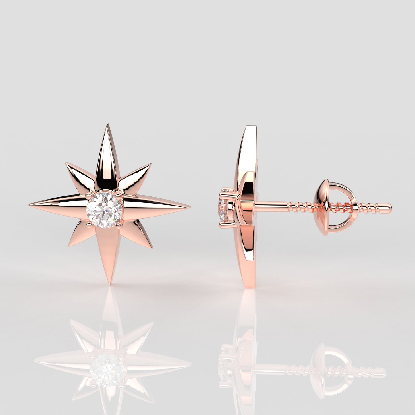 Rose gold Star 925 Silver Earring