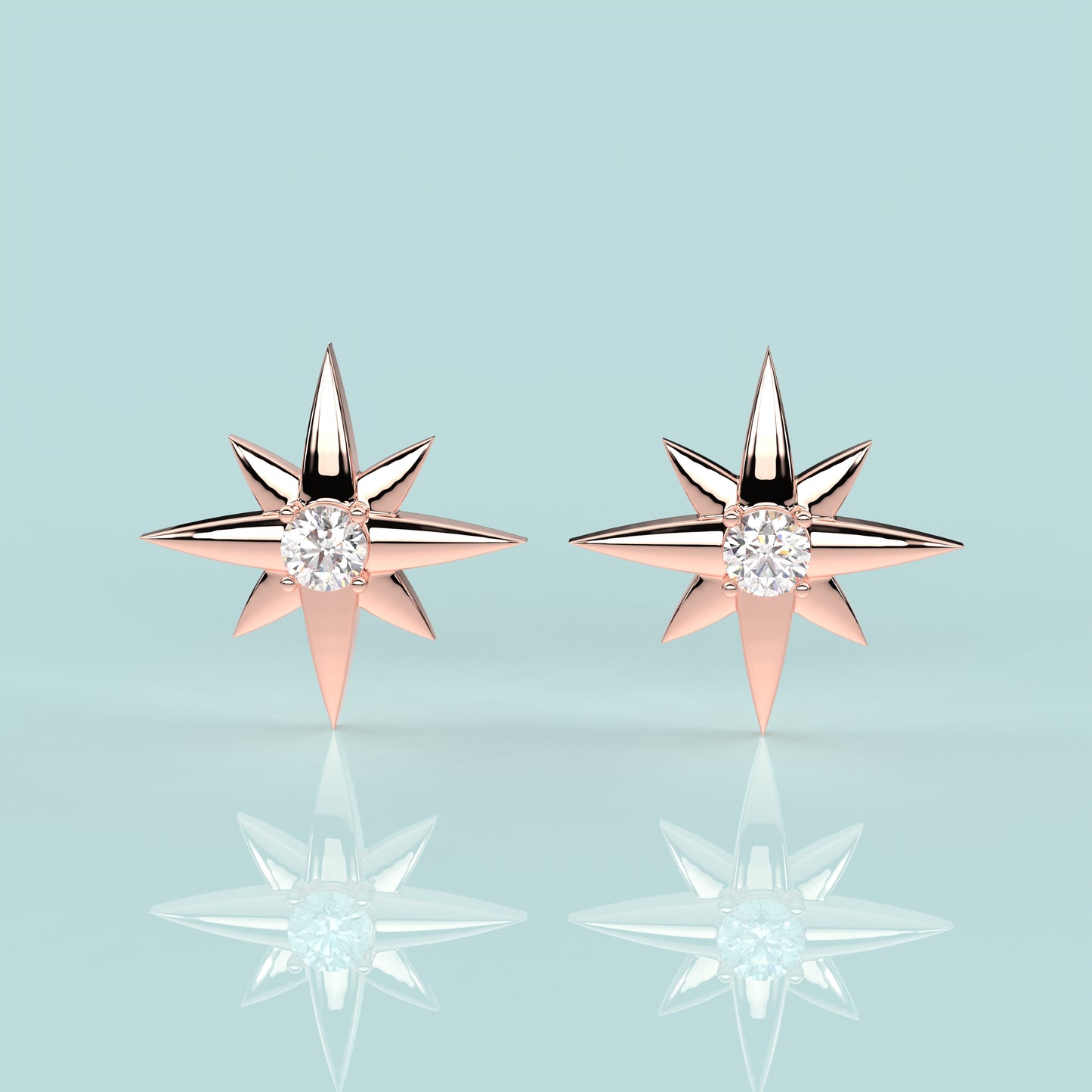 Rose gold Star 925 Silver Earring