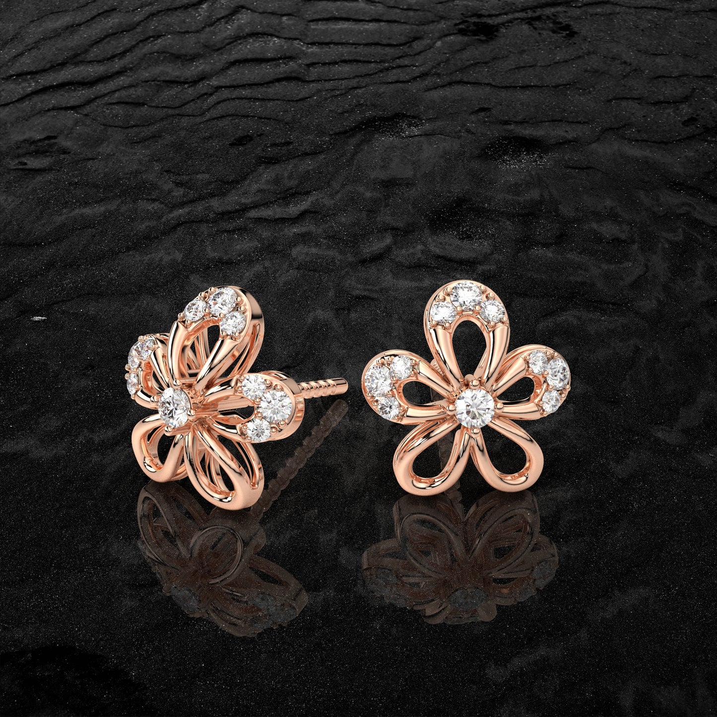 Rose gold Viola 925 Silver Earring