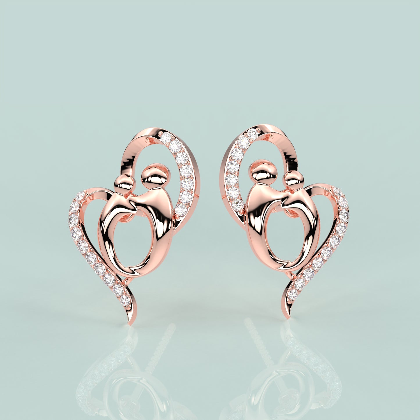 Rose gold Heart shape 925 Silver Earring