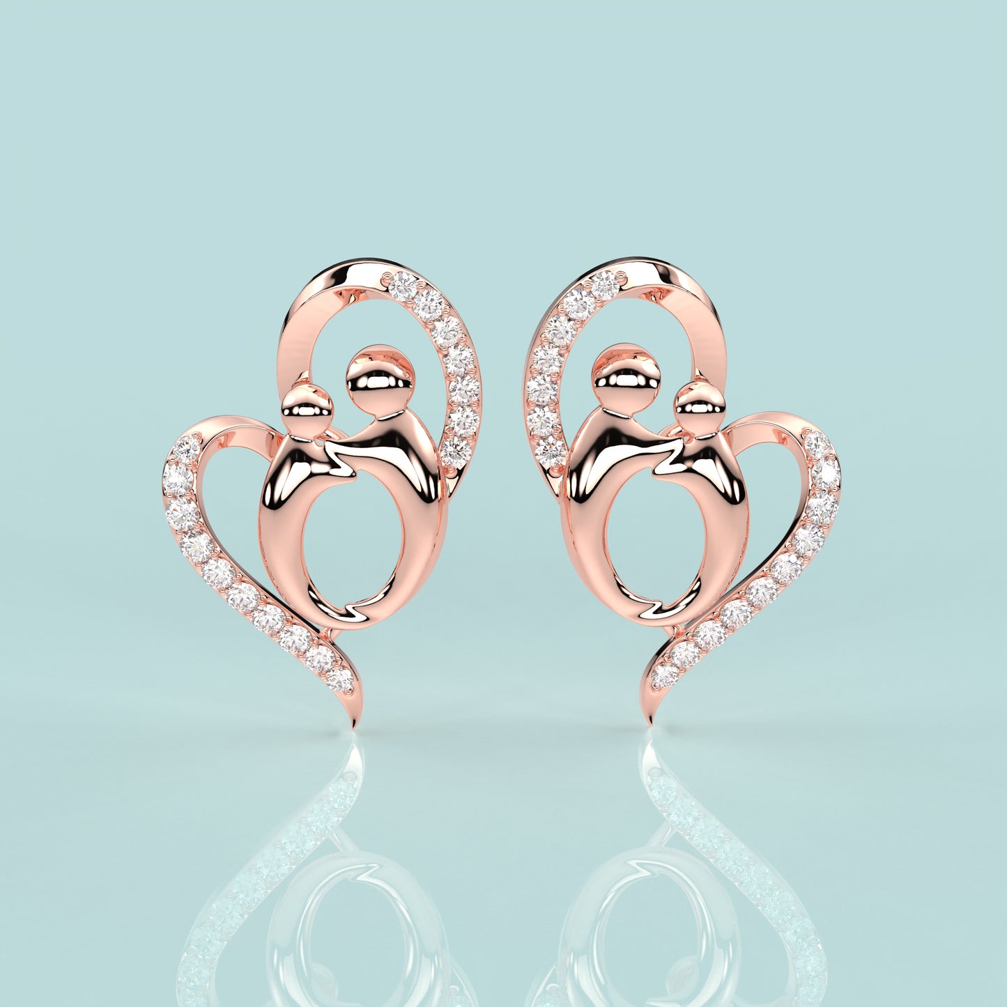 Rose gold Heart shape 925 Silver Earring