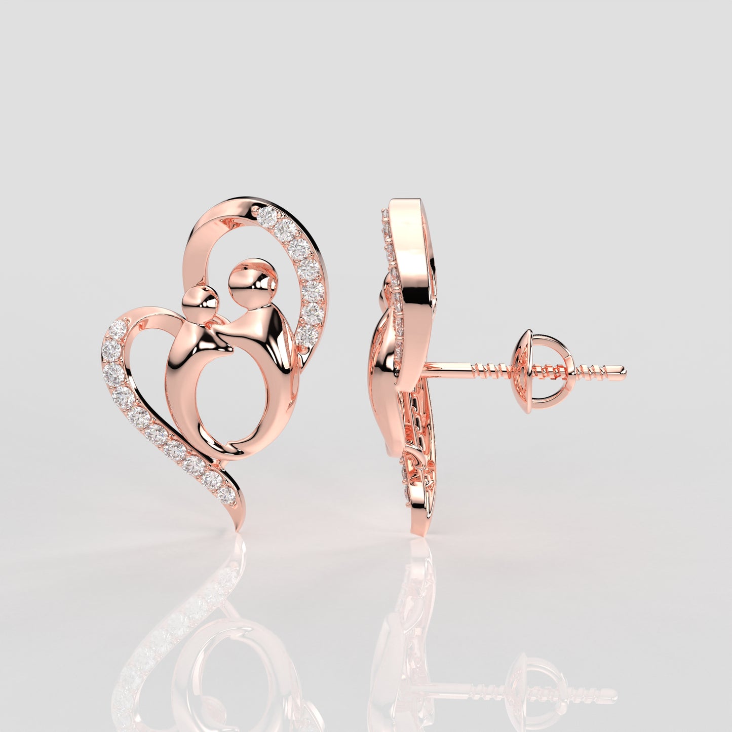 Rose gold Heart shape 925 Silver Earring