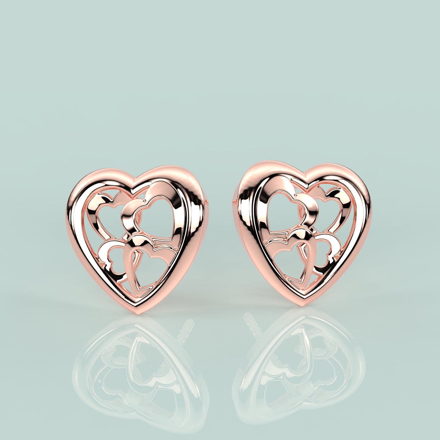 Rose gold Heart 925 Silver Earring