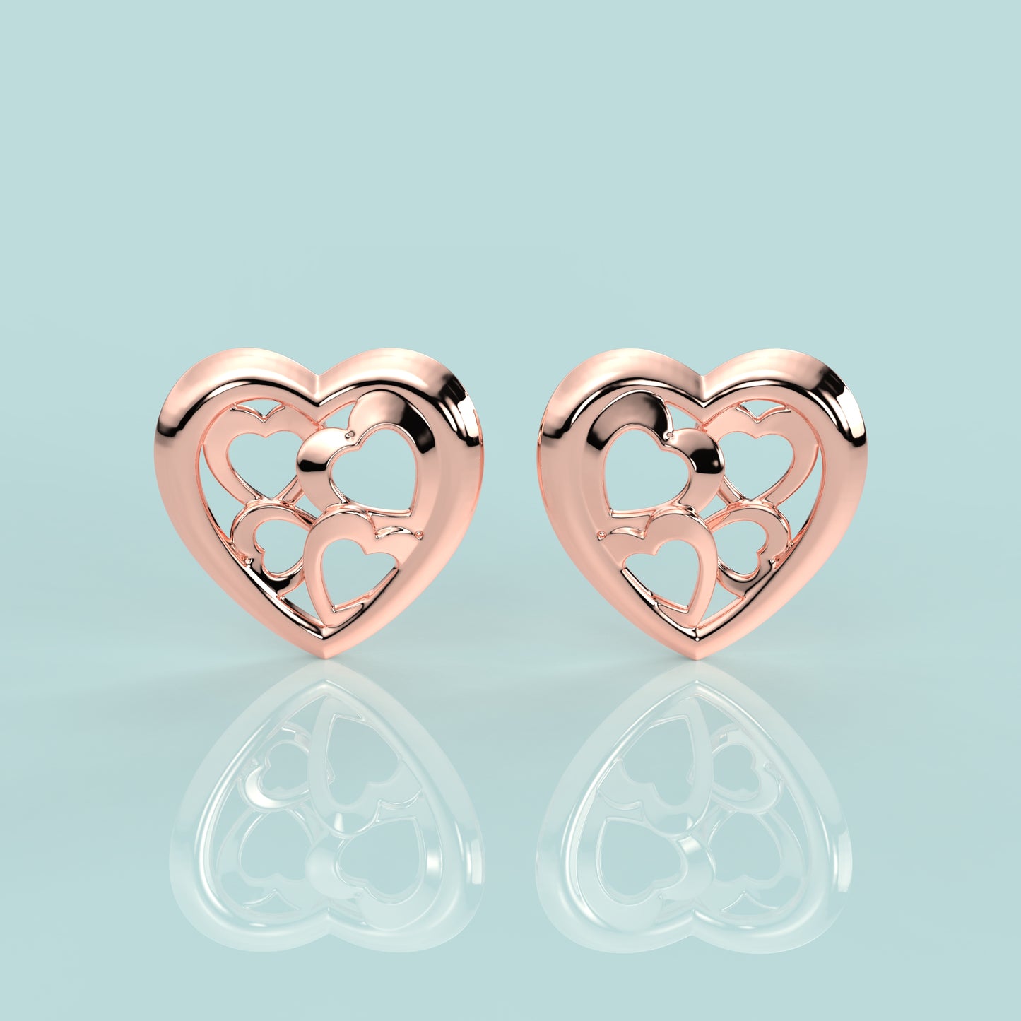 Rose gold Heart 925 Silver Earring