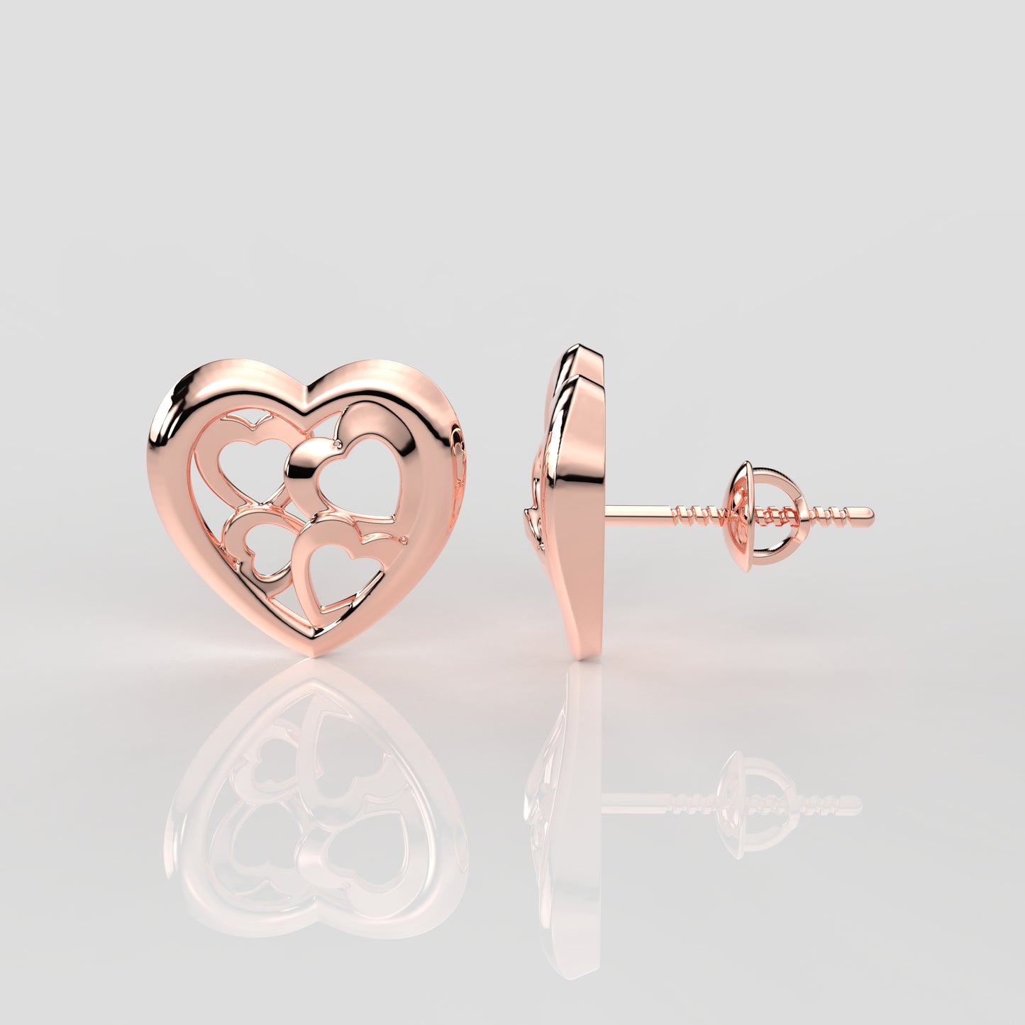 Rose gold Heart 925 Silver Earring